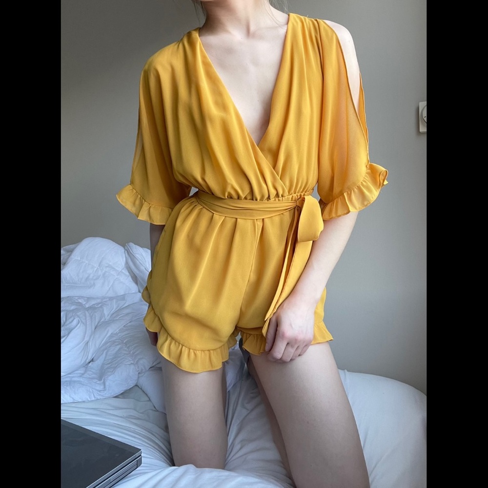 Sweet Pot Mustard Colour Romper